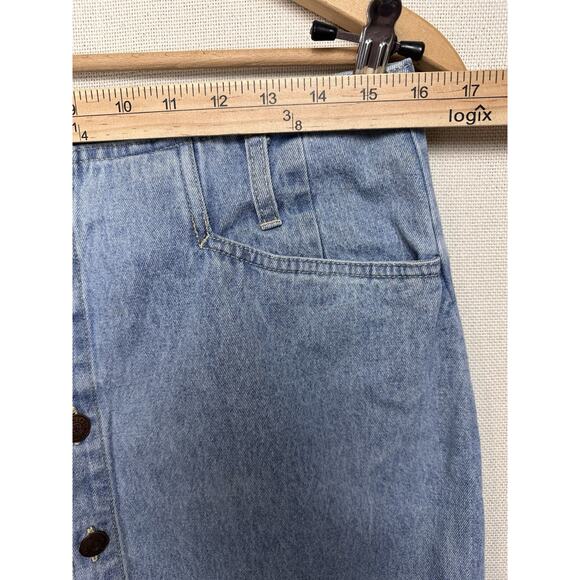 Vintage 1980's Denim Maxi Skirt Sz 8 Bill Blass Full Button Closure Boho Cowgirl - Picture 7 of 10